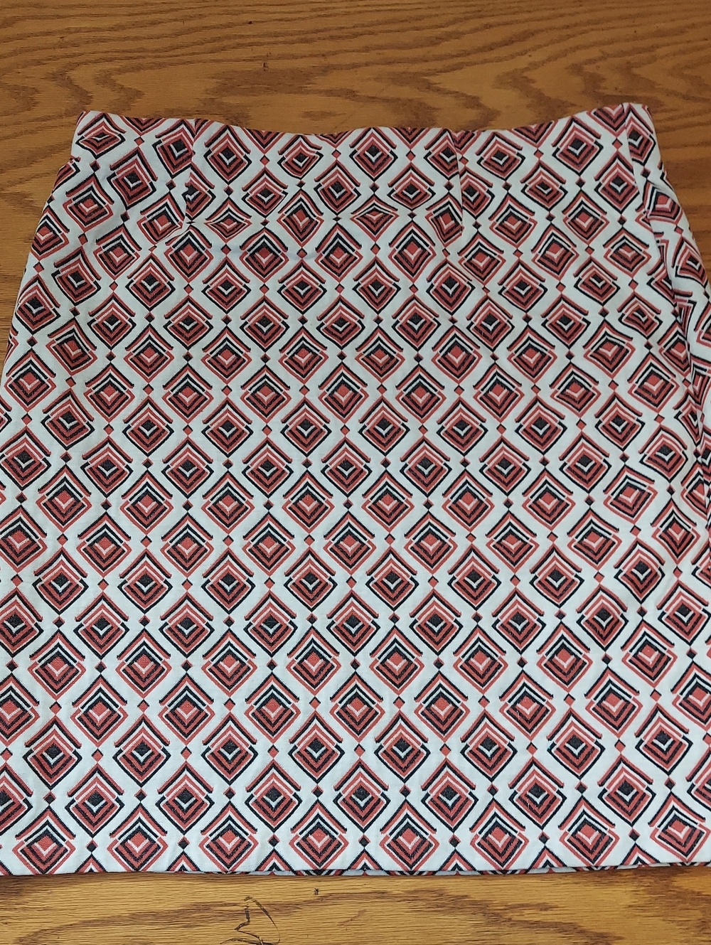 Roz & Ali Skirt Size 1X Womens Red Pencil Geometric Ladies Plus Stretch